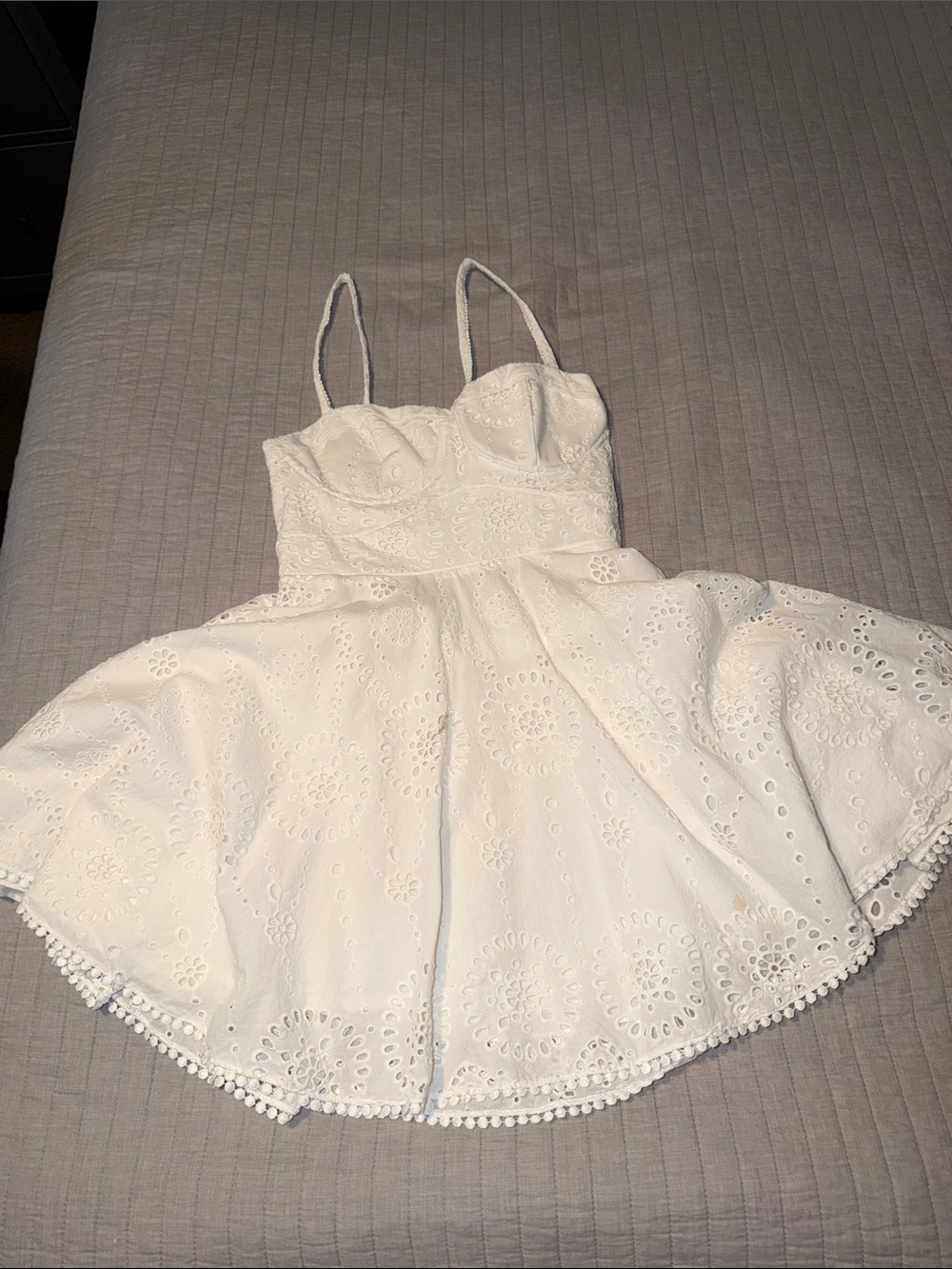 Zara White Eyelet Spaghetti Strap Sundress